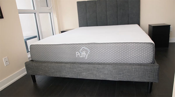 The Puffy mattress on the bed frame